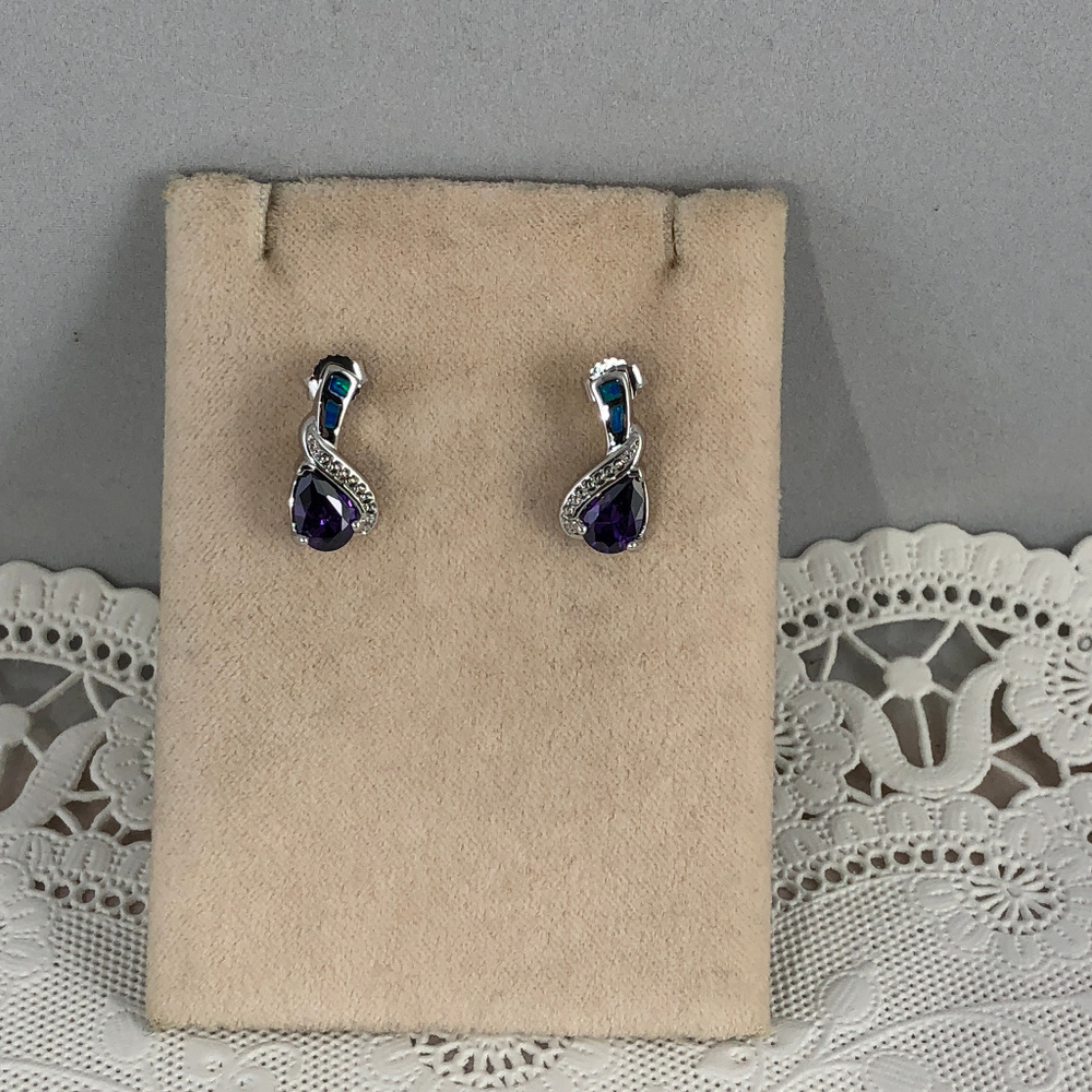 Amethyst & Australian Opal 925 Silver Earrings